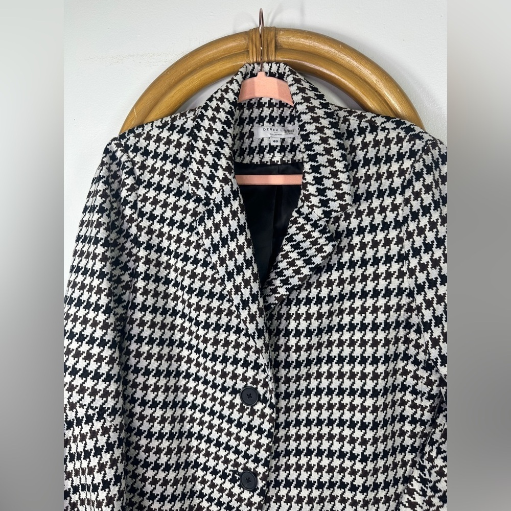 Derek Lam Houndstooth Brown Bell Sleeve Coat sz 48 / 12 - Picture 7 of 11